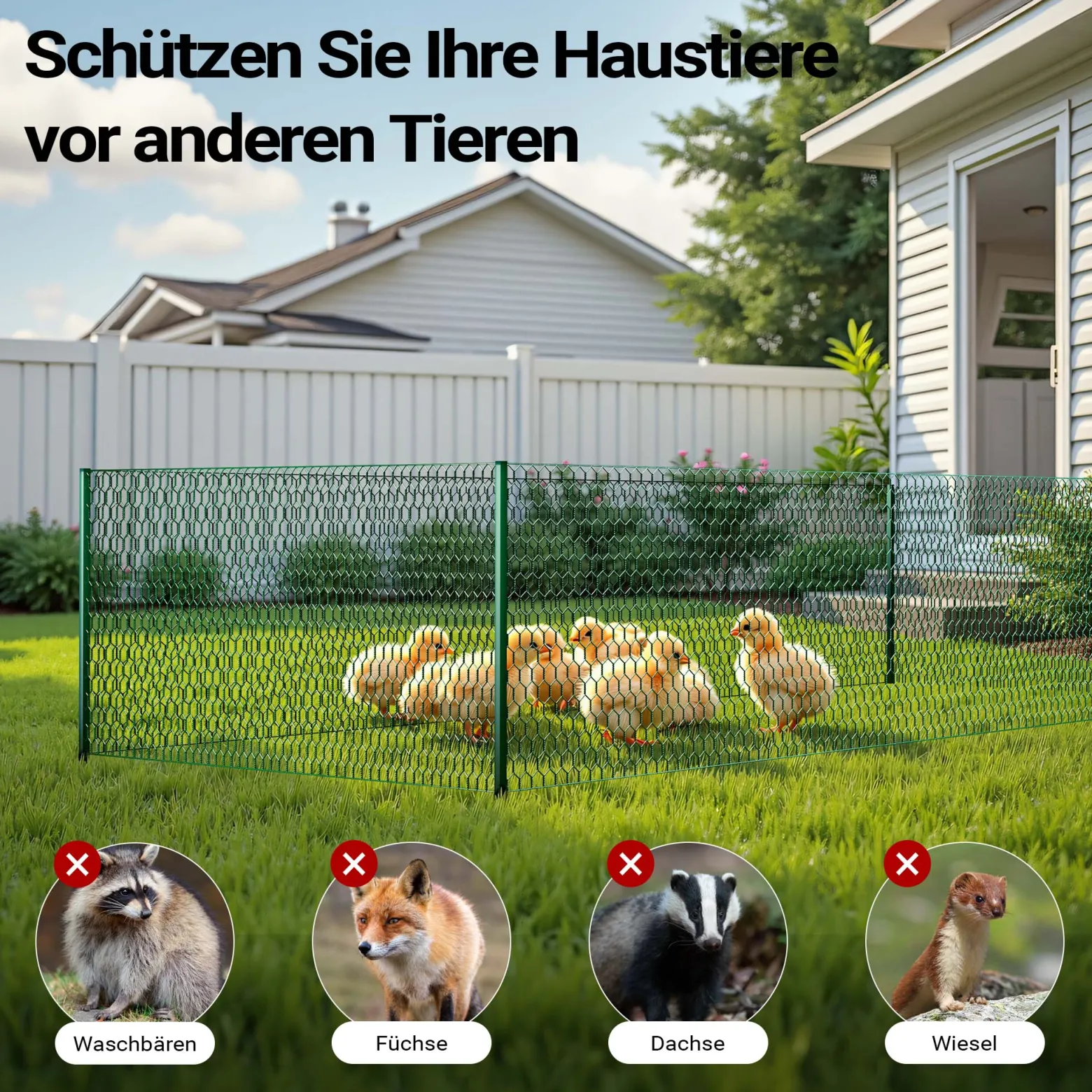 Wiltec Maschendrahtzaun Grün 120 cm x10 m, 0,6 mm Stärke 25x25 mm Maschengröße, Volierendraht 6-Eck aus Stahl verzinkt, Drahtgitter, Vogeldraht