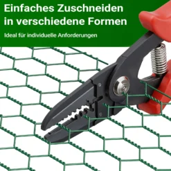 Wiltec Maschendrahtzaun Grün 120 cm x10 m, 0,6 mm Stärke 25x25 mm Maschengröße, Volierendraht 6-Eck aus Stahl verzinkt, Drahtgitter, Vogeldraht