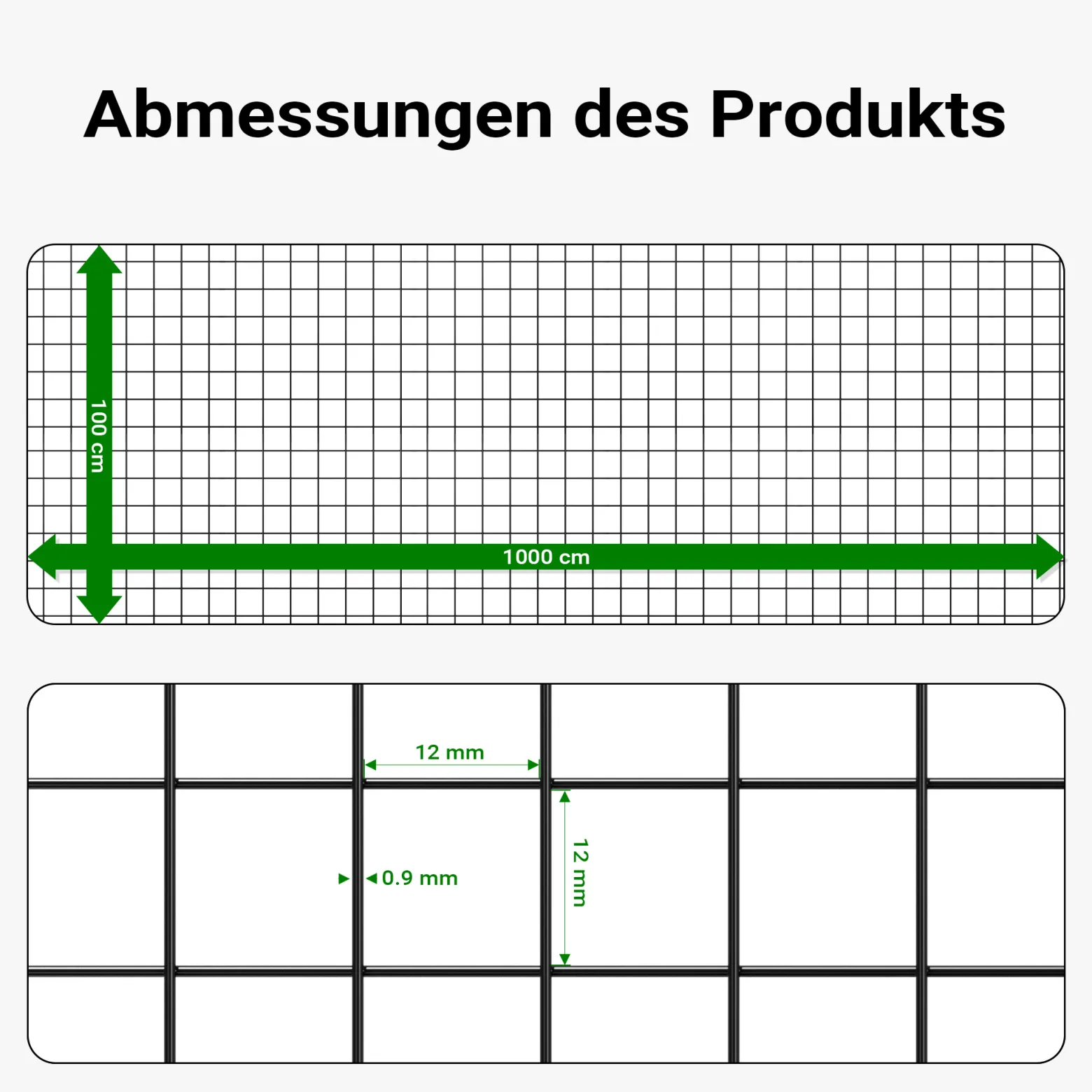 Wiltec Maschendrahtzaun Schwarz 100 cm x 10 m, 0,9 mm Stärke 12x12 mm Maschengröße, Volierendraht 4-Eck aus Stahl verzinkt, Drahtgitter, Vogeldraht