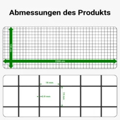 Wiltec Maschendrahtzaun Schwarz 100 cm x 25 m, 0,9 mm Stärke 19x19 mm Maschengröße, Volierendraht 4-Eck aus Stahl verzinkt, Drahtgitter, Vogeldraht
