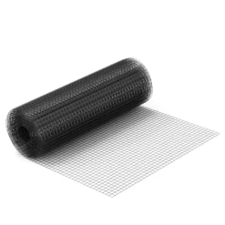 Wiltec Maschendrahtzaun Schwarz 1x5 m 100 cm Höhe 1,42 mm Stärke 25x25 mm Maschengröße, Volierendraht 4-Eck aus Stahl verzinkt, Drahtgitter, Vogeldraht