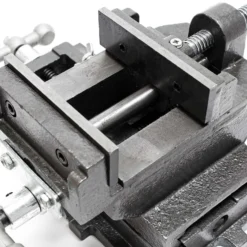 Wiltec Maschinenschraubstock 2 Achsen 75 mm, Schraubstock 33x32,5x13,5 cm aus Gusseisen, Arbeitsitsch für Kreuztisch, Frästisch, Werkbank