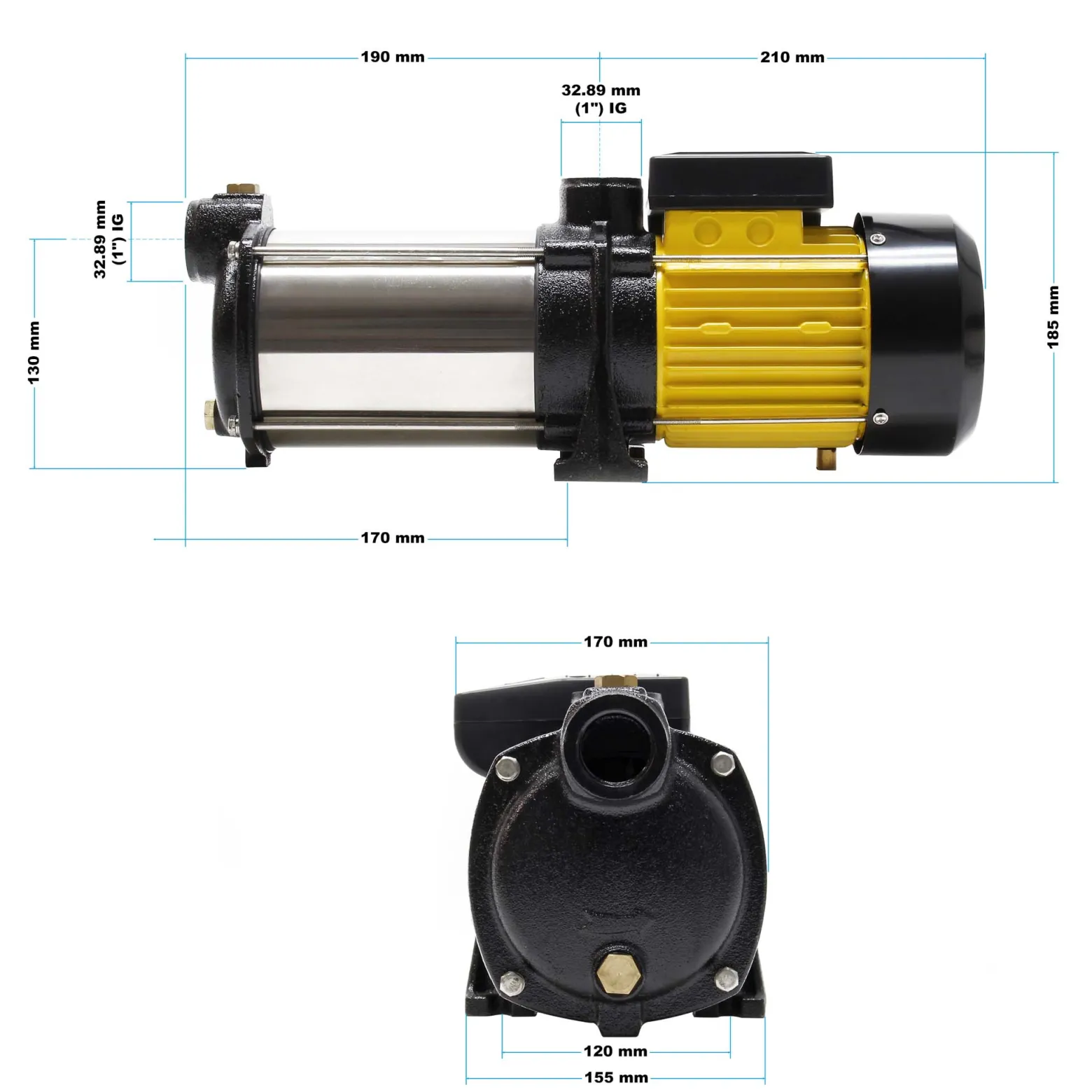 Wiltec Mehrstufige Kreiselpumpe 6000l/h 550W Förderhöhe 35m, Ansaughöhe 9m, 2850U/min, Wasserpumpe für Hauswasserwerke, Haus und Garten