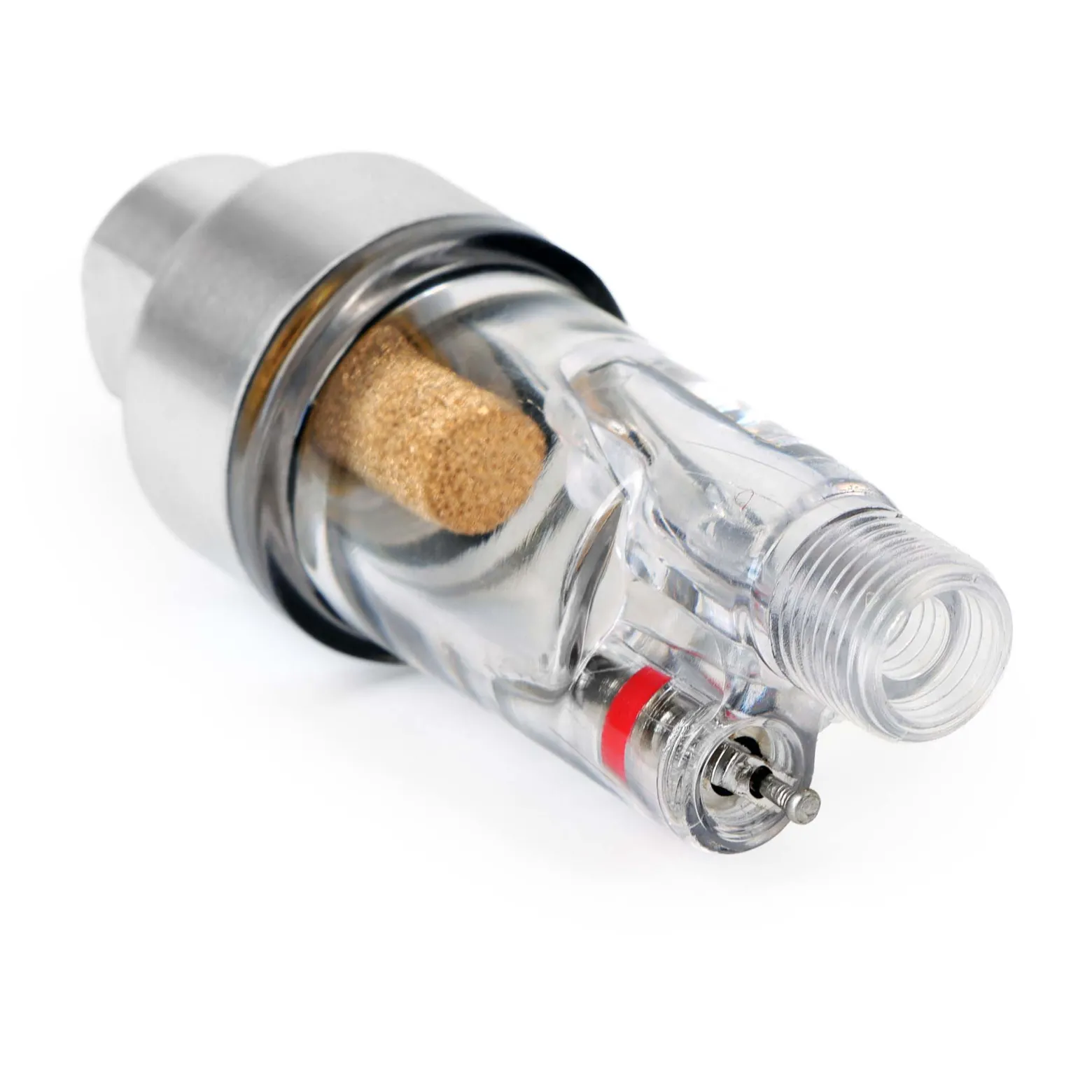 Wiltec Mini Luftfilter mit Wasserabscheider für Airbrush Kompressor, mit 2x 9,51mm (1/8") Gewinde, Zubehör, für Modellbau, Tattoos, Nailart