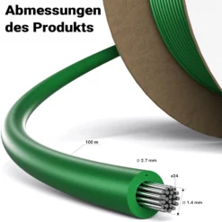 Wiltec 100 m Mähroboter Begrenzungskabel Ø 2,7 mm TCCA, kupferbeschichteter Aluminiumdraht, Leitkabel für Rasenroboter, Universal Begrenzungsdraht kompatibel mit diversen Rasenmähern