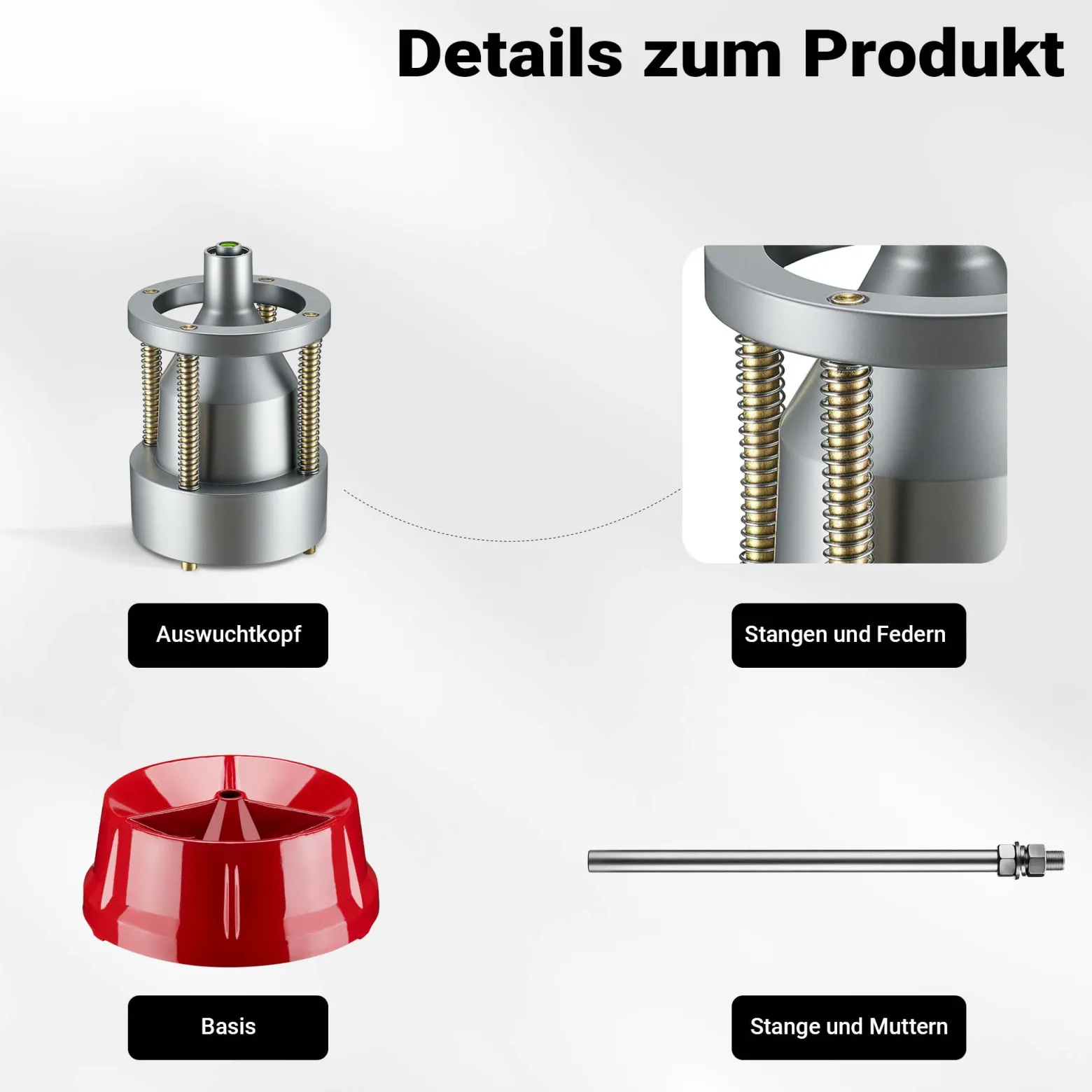Wiltec Mobile Reifenwuchtmaschine 29 x 29 x 57,5 cm, Auswuchtmaschine rostbeständig, Reifenwuchtgerät für Radnaben 1 1/2" Auto und Motorrad Reifen