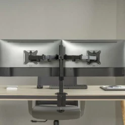 Wiltec Monitorhalterung für zwei Monitore bis 32 Zoll Bildschirmhalterung Tischklemme VESA 75/100