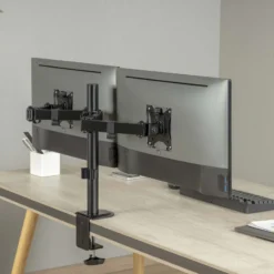 Wiltec Monitorhalterung für zwei Monitore bis 32 Zoll Bildschirmhalterung Tischklemme VESA 75/100