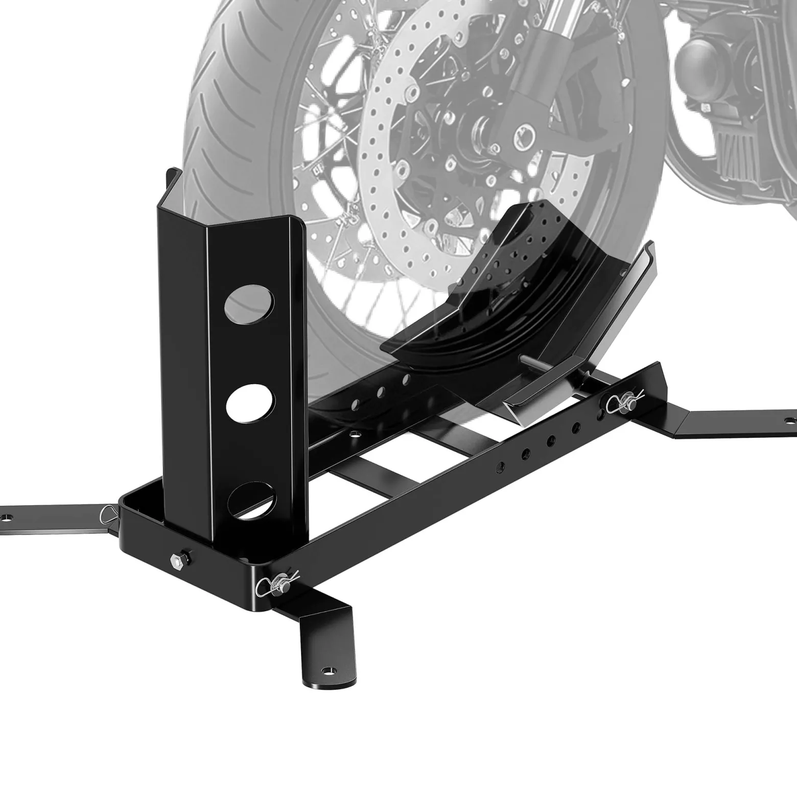 Wiltec Motorradständer bis 450kg Ø14-21", einstellbare Motorradwippe aus Stahl, Montageständer für Vorder- und Hinterrad