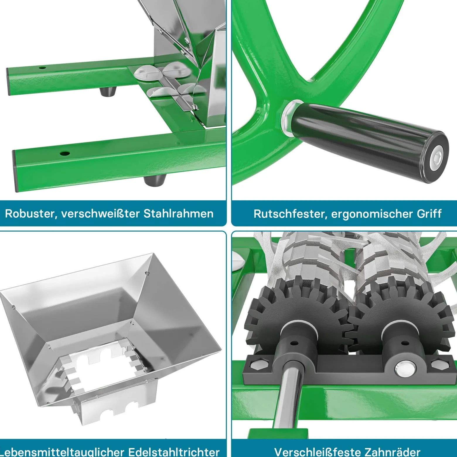 Wiltec Obstmühle mit 7L Trichter und runder Handkurbel Obsthäcksler leicht zu reinigen für Saftpresse Obstpresse zur Herstellung von Saft Würze oder Most