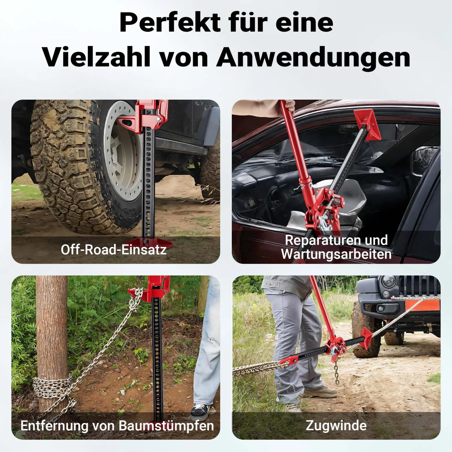 Wiltec Offroad Wagenheber mit 3000 kg Tragkraft 24 Zoll, Farm Jack mit Hubhöhe 125–480 mm für Geländewagen, SUV, ATV und Anhänger
