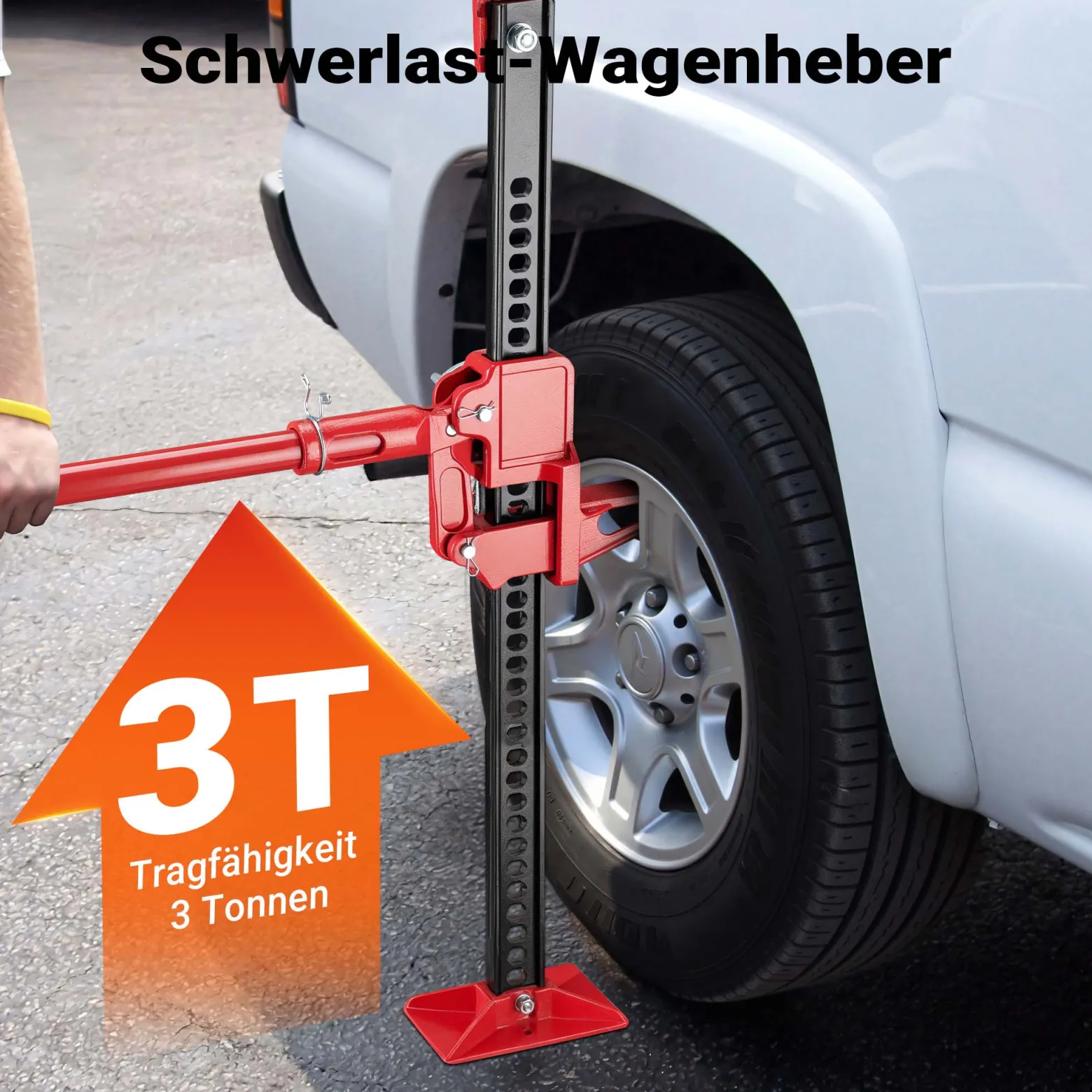 Wiltec Offroad Wagenheber mit 3000 kg Tragkraft 24 Zoll, Farm Jack mit Hubhöhe 125–480 mm für Geländewagen, SUV, ATV und Anhänger