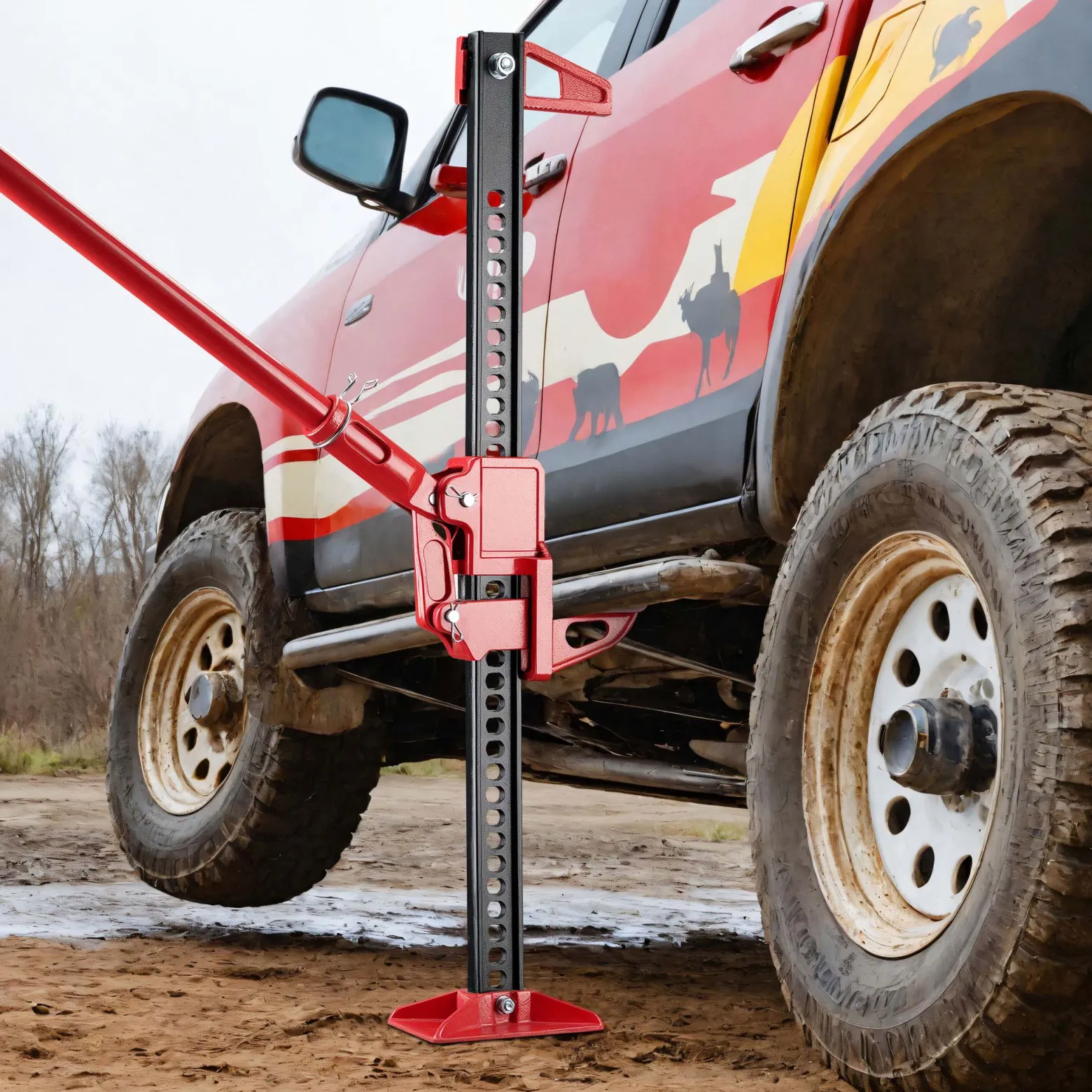 Wiltec Offroad Wagenheber mit 3000 kg Tragkraft 24 Zoll, Farm Jack mit Hubhöhe 125–480 mm für Geländewagen, SUV, ATV und Anhänger