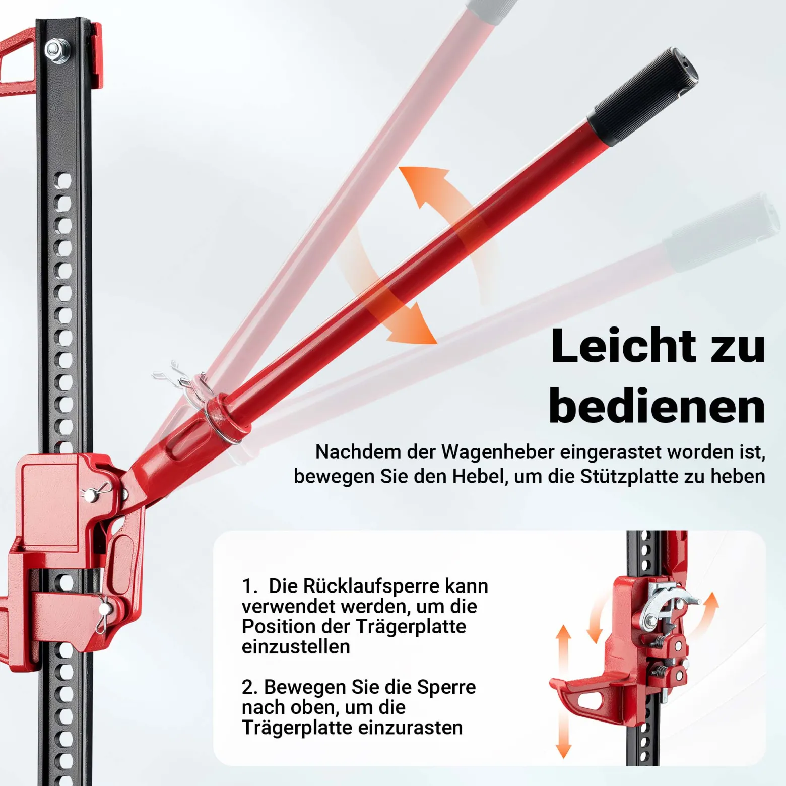 Wiltec Offroad Wagenheber mit 3000 kg Tragkraft 24 Zoll, Farm Jack mit Hubhöhe 125–480 mm für Geländewagen, SUV, ATV und Anhänger