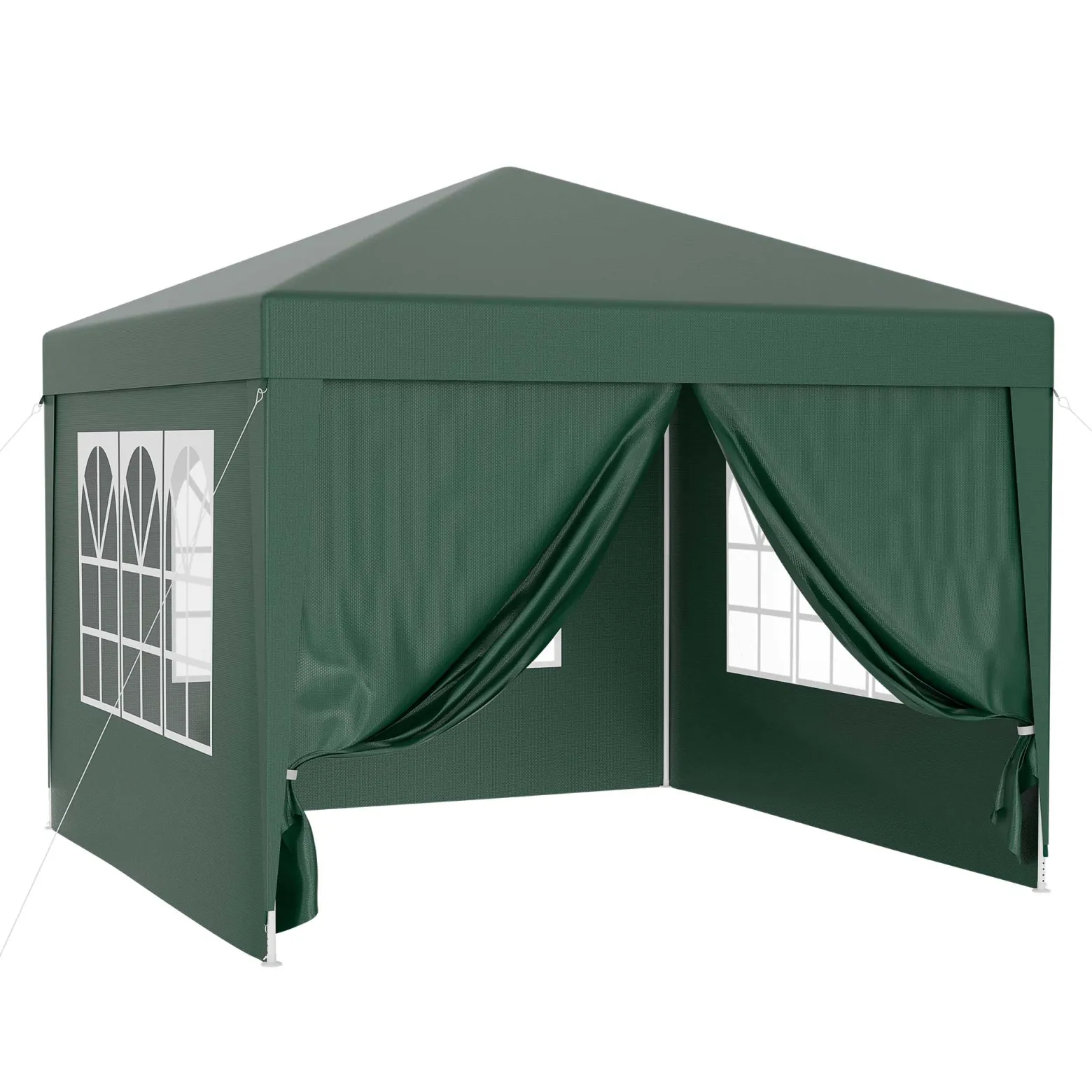 Wiltec Pavillon 3 x 3 m in Grün mit UV-Schutz 50+, Gartenpavillon mit abnehmbaren Seiten, Partyzelt mit Fenstern für z. B. Terrasse und Festival