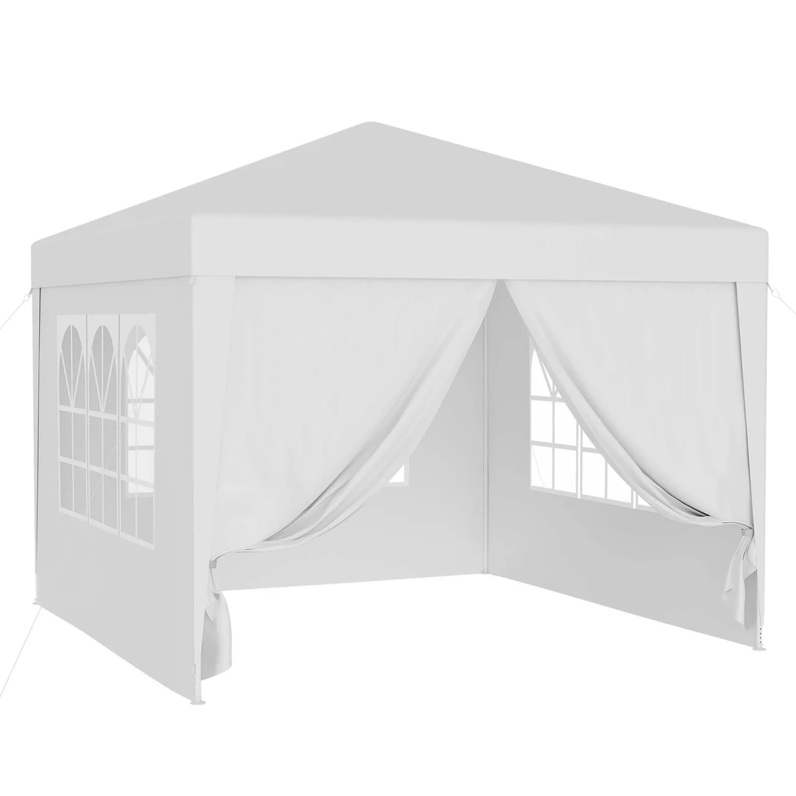 Wiltec Pavillon 3 x 3 m in Weiß mit UV-Schutz 50+, Gartenpavillon mit abnehmbaren Seiten, Partyzelt mit Fenstern für z. B. Terrasse und Festival