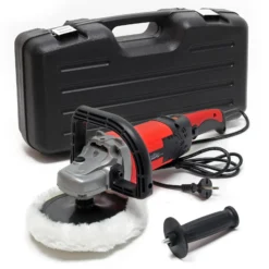 Wiltec Poliermaschine Set aus 26 Teilen 1500W bis 3000 U/min, Schleifgerät mit 6 Stufen inkl. vieler Aufsätze und Koffer, Tellerschleifer, Rotationsschleifer