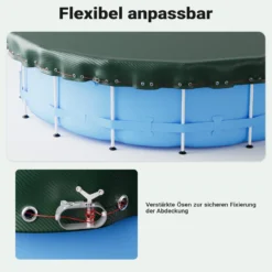 Wiltec Poolabdeckung rund Ø 560 cm, 200 g/m² PE, UV-beständige Abdeckplane, 2in1 Poolplane für Sommer und Winter, schwarz/grün