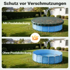 Wiltec Poolabdeckung rund Ø 460 cm, 200 g/m² PE, UV-beständige Abdeckplane, 2in1 Poolplane für Sommer und Winter, schwarz/grün