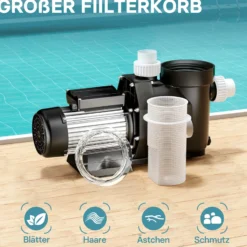 WilTec Poolpumpe 19200 l/h 750 W Schwimmbadpumpe Filterpumpe Umwälzpumpe