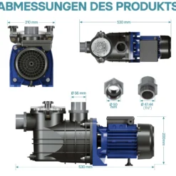Wiltec Pool Pumpe 15000 l/h 750 W Schwimmbadpumpe Filterpumpe Umwälzpumpe Pool