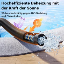 Wiltec Poolschlauch 6 m ⌀38 mm, Schwimmbadschlauch mit Muffen, Pumpenschlauch für Schwimmbecken, Saugschlauch, Solarschlauch