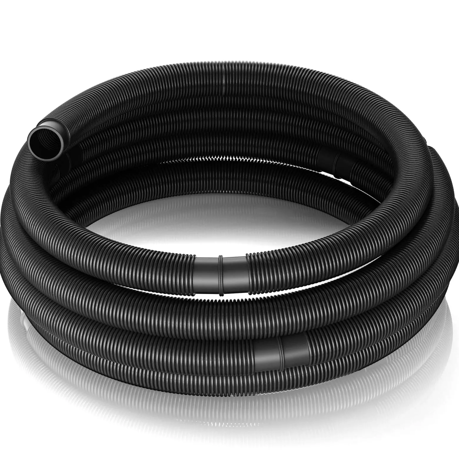 Wiltec Poolschlauch 6 m ⌀38 mm, Schwimmbadschlauch mit Muffen, Pumpenschlauch für Schwimmbecken, Saugschlauch, Solarschlauch