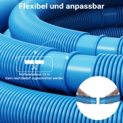 Wiltec Poolschlauch 12 m ⌀38 mm, Schwimmbadschlauch mit Muffen, Pumpenschlauch für Schwimmbecken, Saugschlauch, Solarschlauch
