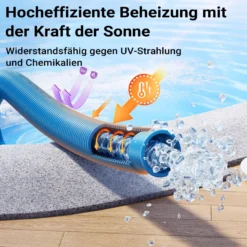 Wiltec Poolschlauch 15 m ⌀38 mm, Schwimmbadschlauch mit Muffen, Pumpenschlauch für Schwimmbecken, Saugschlauch, Solarschlauch