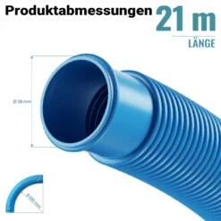 Wiltec Poolschlauch 21 m ⌀38 mm, Schwimmbadschlauch mit Muffen, Pumpenschlauch für Schwimmbecken, Saugschlauch, Solarschlauch