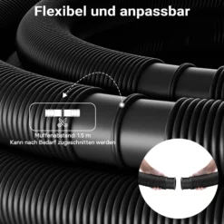 Wiltec Poolschlauch 30 m ⌀32 mm, Schwimmbadschlauch mit Muffen, Pumpenschlauch für Schwimmbecken, Saugschlauch, Solarschlauch