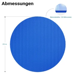 Wiltec Pool Solarfolie Ø 5 m, blau, Poolheizung aus 120 µ starkem PE Film, Poolabdeckung Poolplane Solarplane rund