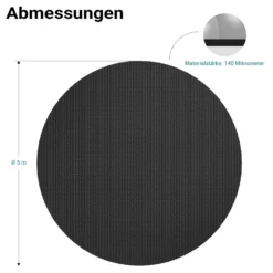 Wiltec Pool Solarfolie Ø 5 m, schwarz, Poolheizung aus 140 µ starkem PE Film, Poolabdeckung Poolplane Solarplane rund