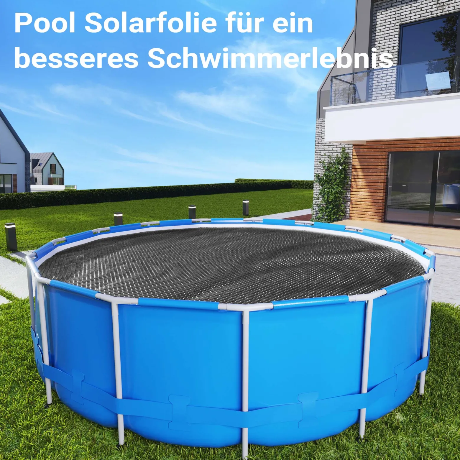 Wiltec Pool Solarfolie Ø 3,6 m, schwarz, Poolheizung aus 120 µ starkem PE Film, Poolabdeckung Poolplane Solarplane rund