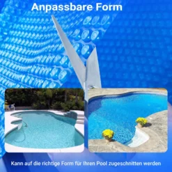 Wiltec Pool Solarfolie 4 x 6 m, blau, Poolheizung aus 400 µ starkem PE Film, Poolabdeckung Poolplane Solarplane rechteckig