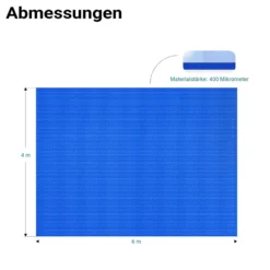 Wiltec Pool Solarfolie 4 x 6 m, blau, Poolheizung aus 400 µ starkem PE Film, Poolabdeckung Poolplane Solarplane rechteckig