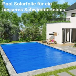 Wiltec Pool Solarfolie 5 x 8 m, blau, Poolheizung aus 400 µ starkem PE Film, Poolabdeckung Poolplane Solarplane rechteckig