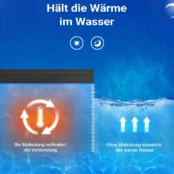 Wiltec Pool Solarfolie 4 x 6 m, schwarz, Poolheizung aus 120 µ starkem PE Film, Poolabdeckung Poolplane Solarplane rechteckig
