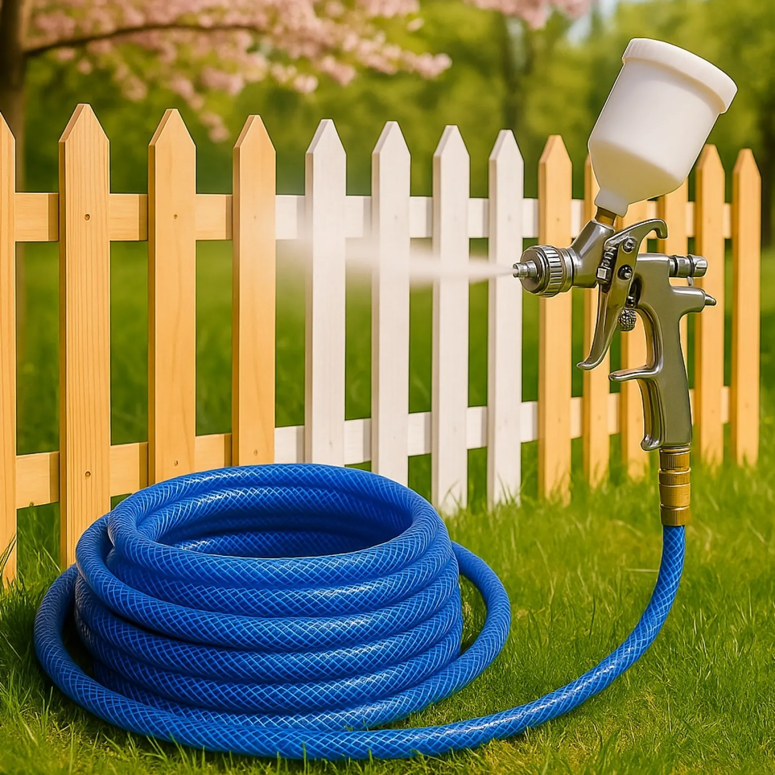 Wiltec PVC Druckluftschlauch 10 m bis max. 60 bar, Kompressorschlauch mit Schnellkupplung, Gewebeschlauch für alle gängigen Kompressoren, Luftschlauch