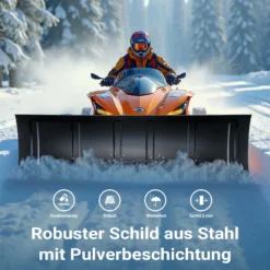Wiltec Quad Schneeschild 140 x 40 cm, universal Schneepflug für ATV-Fahrzeuge, Traktor, Räumschild aus SPCC, Schneeschippe mit Richtungseinstellung