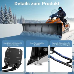 Wiltec Quad Schneeschild 150 x 40 cm, universal Schneepflug für ATV-Fahrzeuge, Traktor, Räumschild aus SPCC, Schneeschippe mit Richtungseinstellung