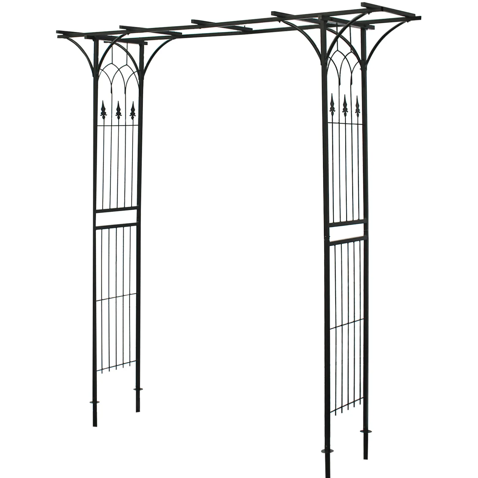 Wiltec Rankgitter Rosenbogen 205 x 50 x 208 cm, Rosenspalier aus Stahl, Rankhilfe in Schwarz, Pflanzgitter für Rosen, freistehende Gartendeko