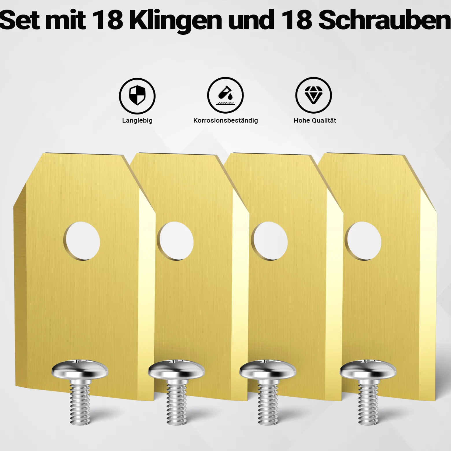 Wiltec Rasenroboter Messer Set Titan V1 35 x 18 mm – 18 Stück - Klingen für Mähroboter, Rasenmäher Ersatzmesser kompatibel mit verschiedenen Modellen