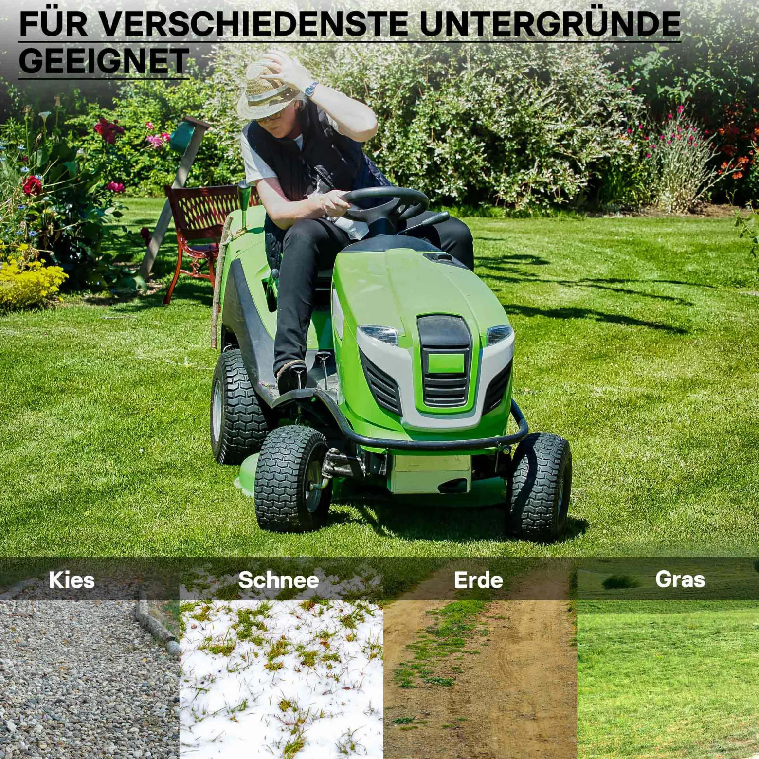 Wiltec Reifen für den Aufsitzmäher 15x6.00-6 4pr mit Schlauch und Winkelventil Komplettrad Rasentraktor