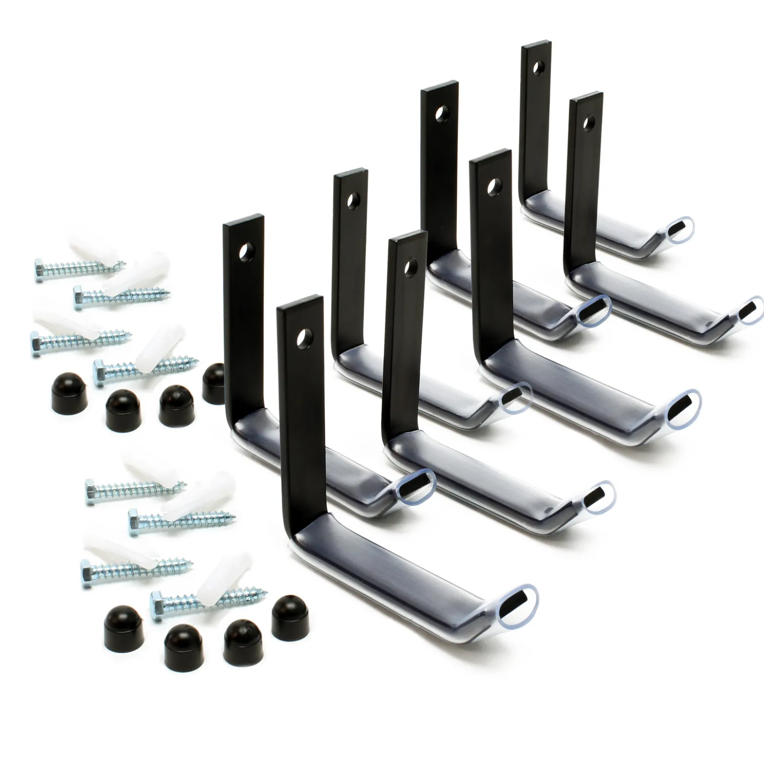 Wiltec Reifenhalter Wandmontage für 8 Reifen – 106 x 20 x 102 mm – aus Stahl – max. Traglasst 25 kg je Halter – Zubehör für Reifen Reifenregal Felgenbaum