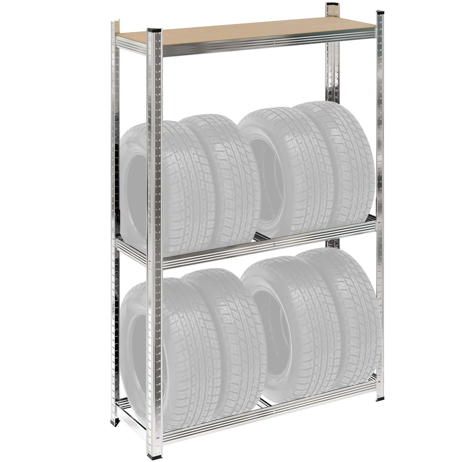 Wiltec Reifenregal – 180 x 120 x 40 cm – bis 795 kg – für 8 Reifen – aus Stahl – Werkstattregal Lagerregal Reifenständer Schwerlastregal