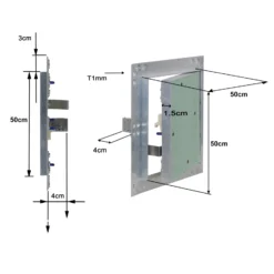 Wiltec Revisionsklappe 50 x 50 cm Revisionstür mit Aluminiumrahmen, Revisionsöffnung mit 12,5 mm Gipskartoneinlage, Revi Klappe für Trockenbau