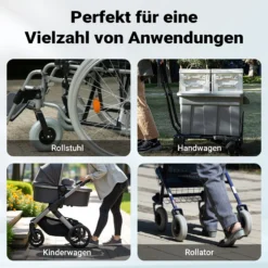 Wiltec Rollstuhlrampe doppelt faltbar 303cm 270kg, mobile Auffahrschiene mit rutschfester Oberfläche als Rollirampe, Aluminium Kofferrampe