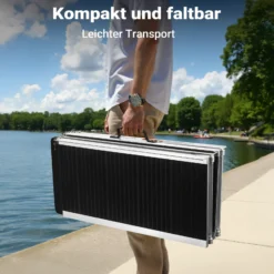 Wiltec Rollstuhlrampe doppelt faltbar 183cm 270kg, mobile Auffahrschiene mit rutschfester Oberfläche als Rollirampe, Aluminium Kofferrampe
