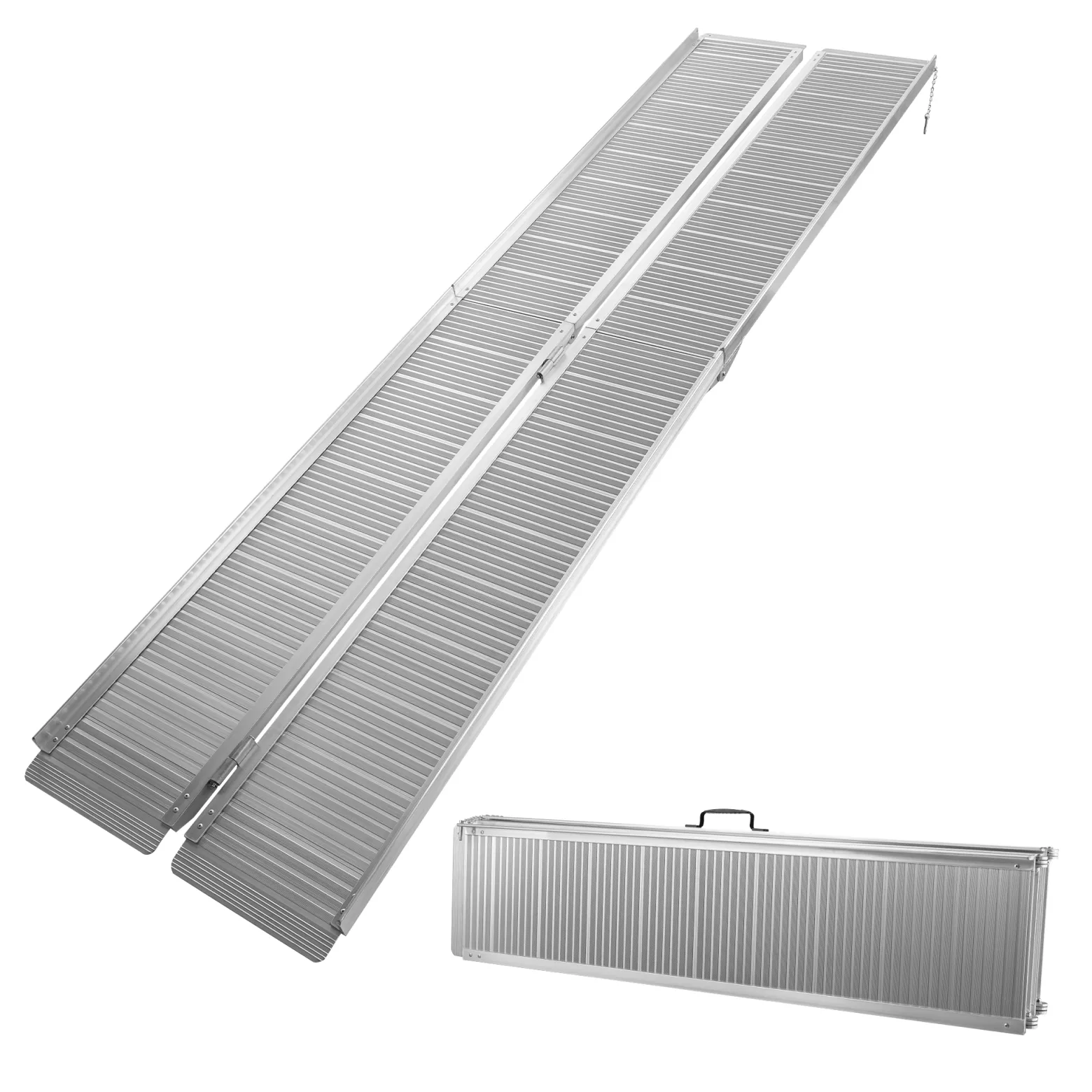Wiltec Rollstuhlrampe doppelt faltbar 303cm 270kg, mobile Auffahrschiene als Rollirampe, Aluminium Kofferrampe